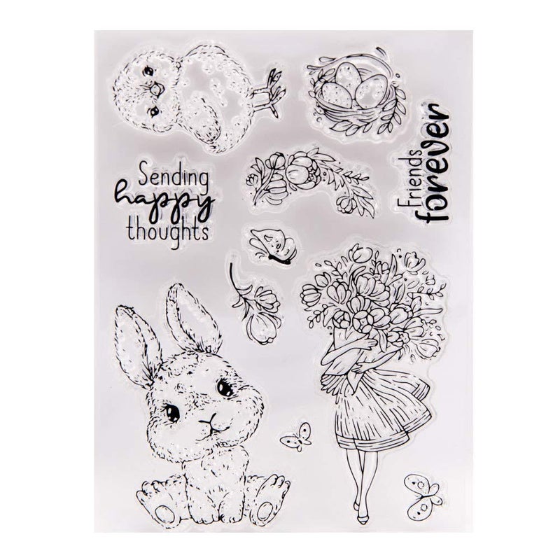 Arrietty Happy Easter Egg Bunny Chicken Flowers Butterfly Mother Day Clear Stamps for Card Making Decoration and DIY Scrapbooking Tools Rubber Stamps - Image 2